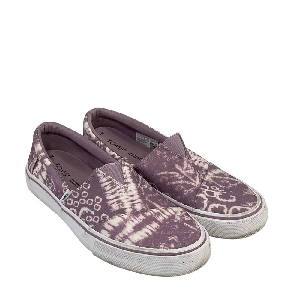 Toms Womens Lavender Purple White Slip On Shoes‎ 7.5 Comfort Casual Loafers